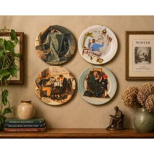 Norman Rockwell Collector Plates Lot of 4 Knowles 1981 Triple Self Portrait